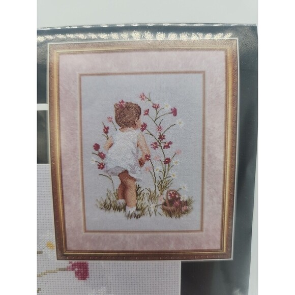 Janlynn Girl With Cosmos Counted Cross Stitch Kit #29-18 Design by Nancy Cole - Picture 2 of 7